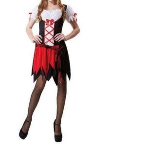 Pirate Pretty Halloween Costume Red White Black Dress Only Party One Size Womens